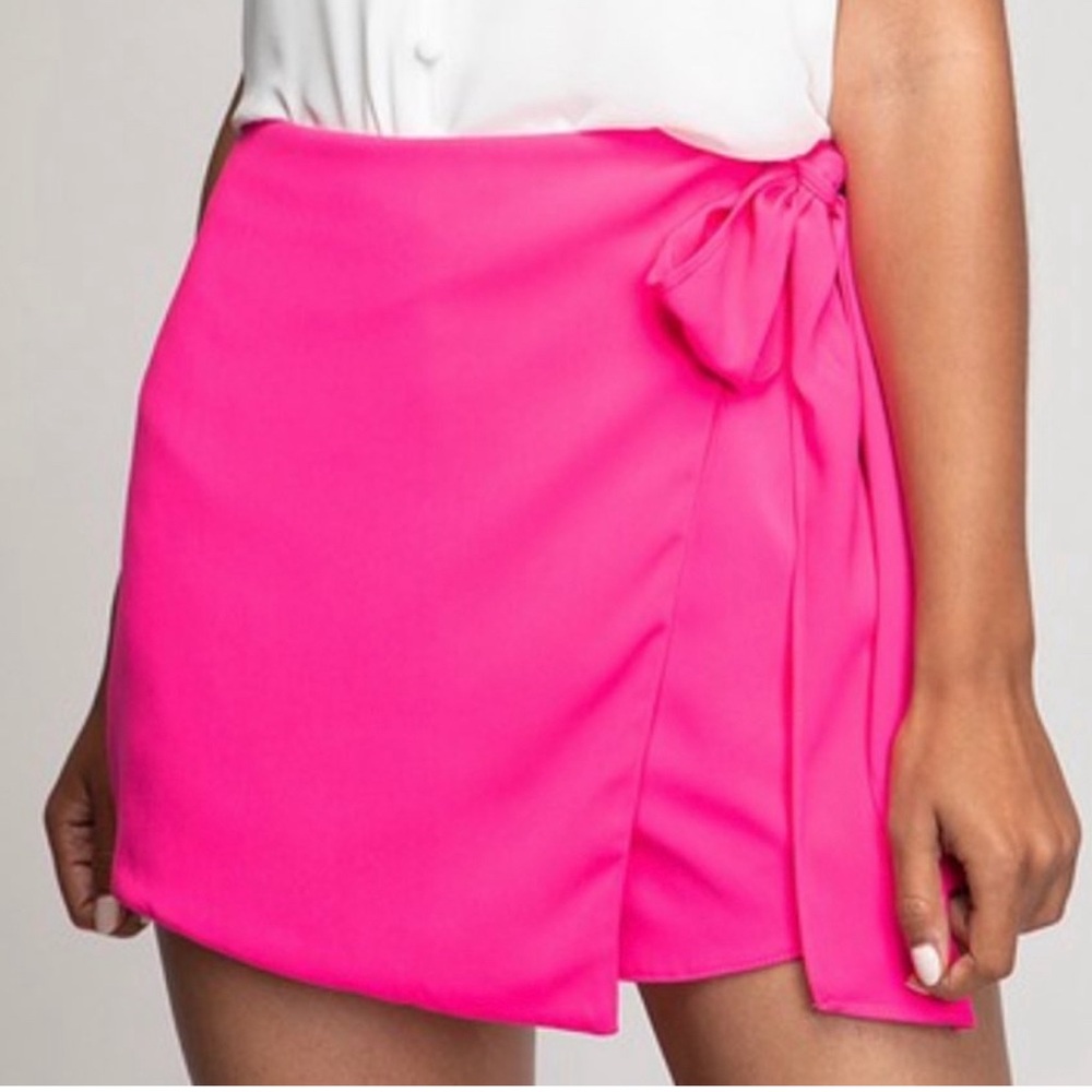 Vibrant Pink Wrap Skort